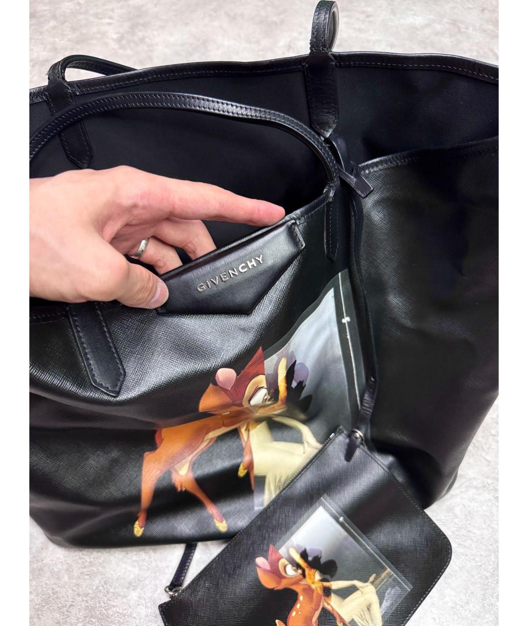 GIVENCHY Черная кожаная сумка тоут, фото 3