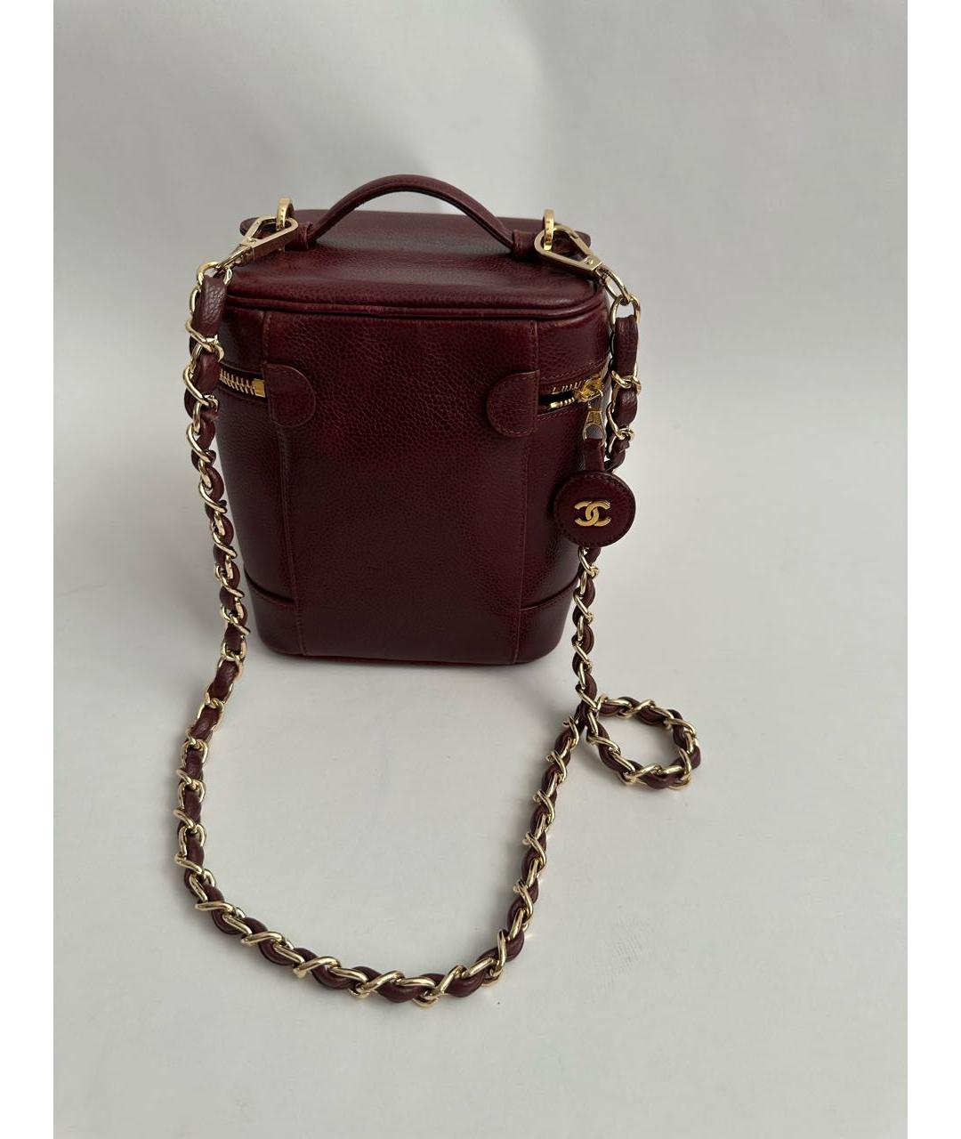 CHANEL Бордовая кожаная сумка через плечо, фото 2
