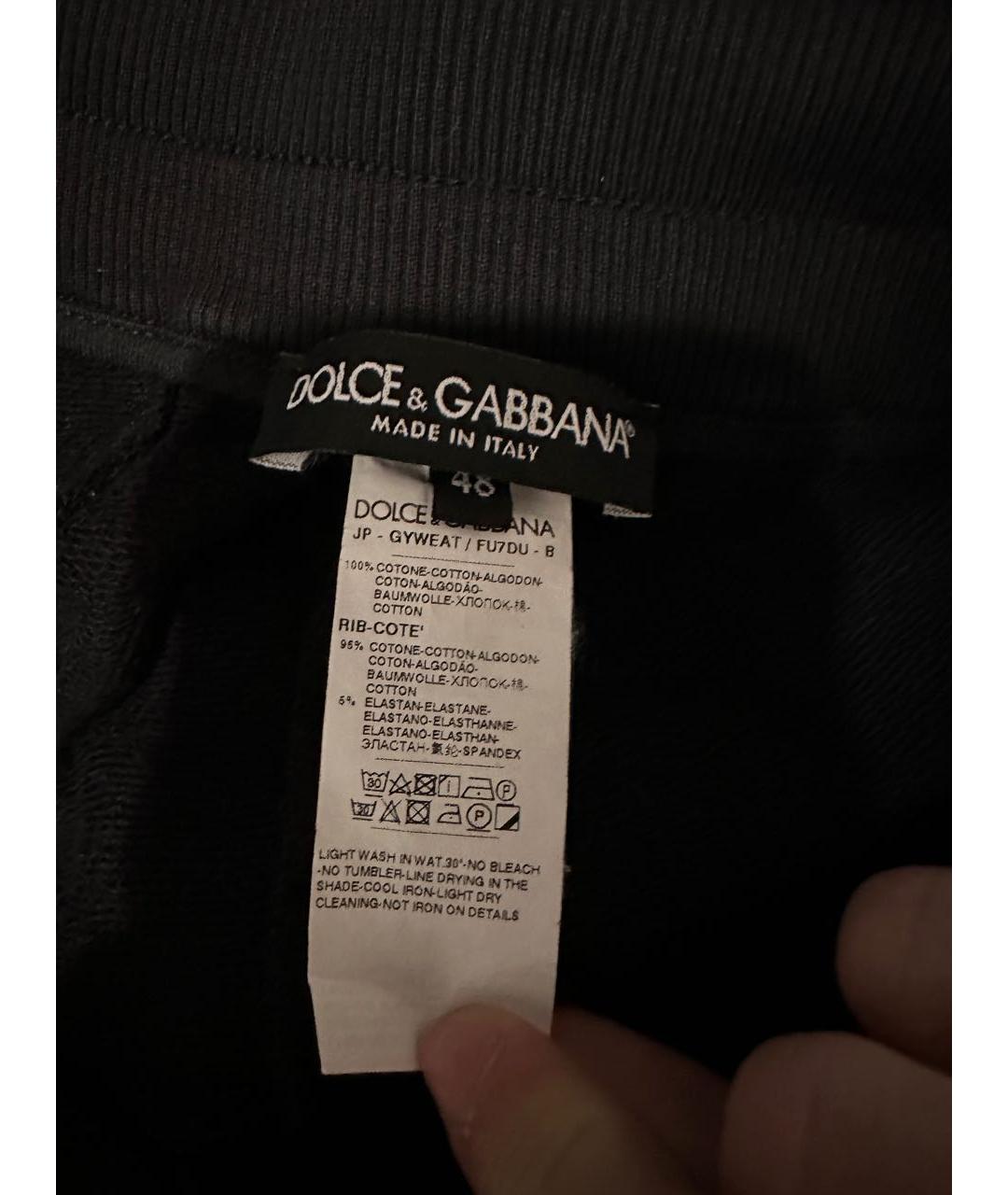DOLCE&GABBANA Антрацитовые хлопковые повседневные брюки, фото 5