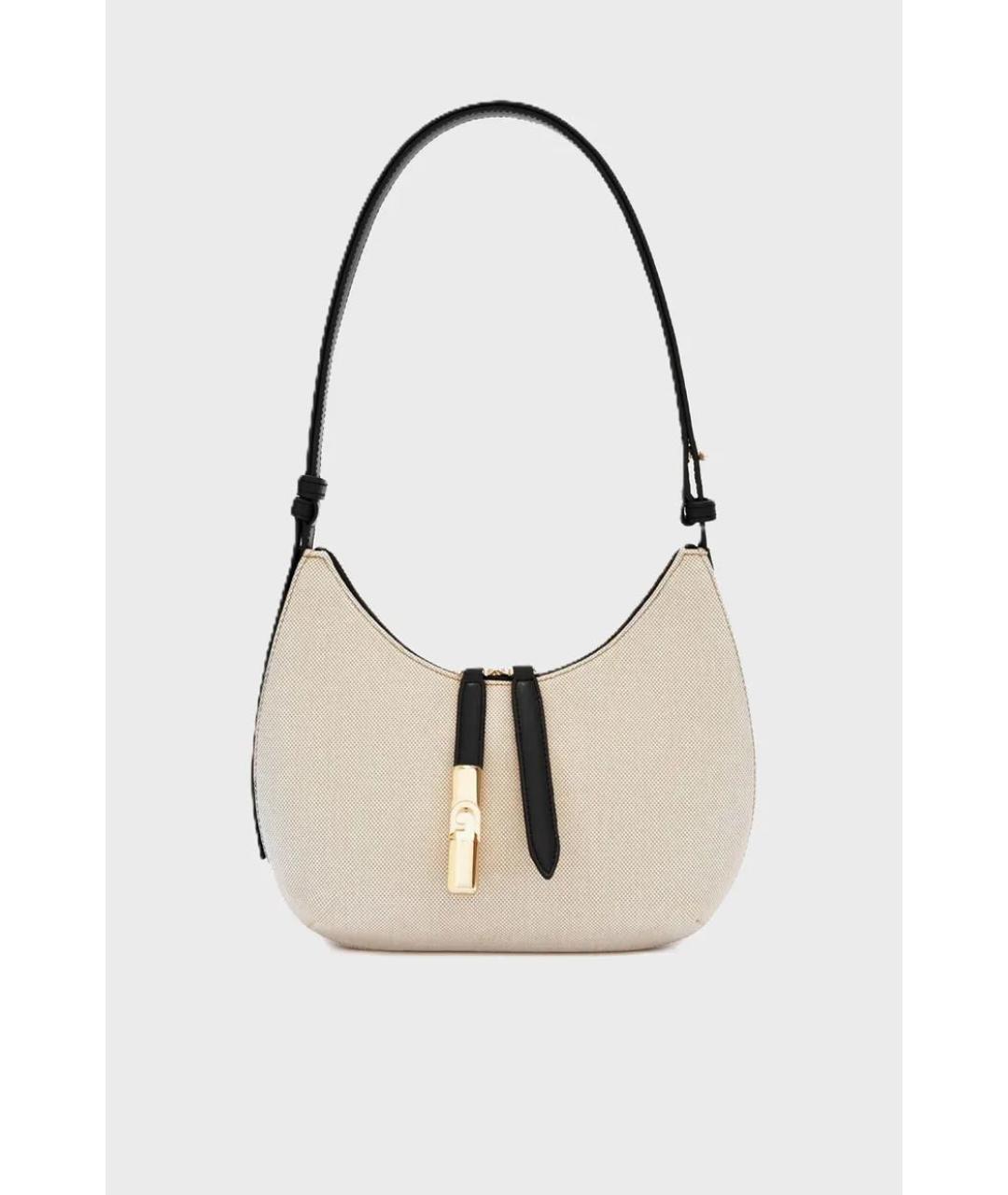 FURLA Бежевая хлопковая сумка с короткими ручками, фото 7