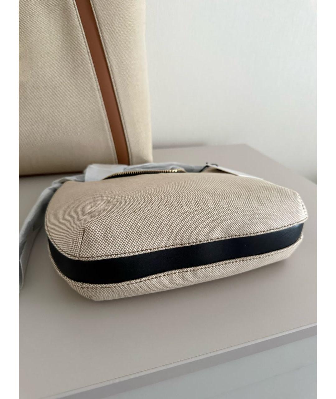 FURLA Бежевая хлопковая сумка с короткими ручками, фото 5