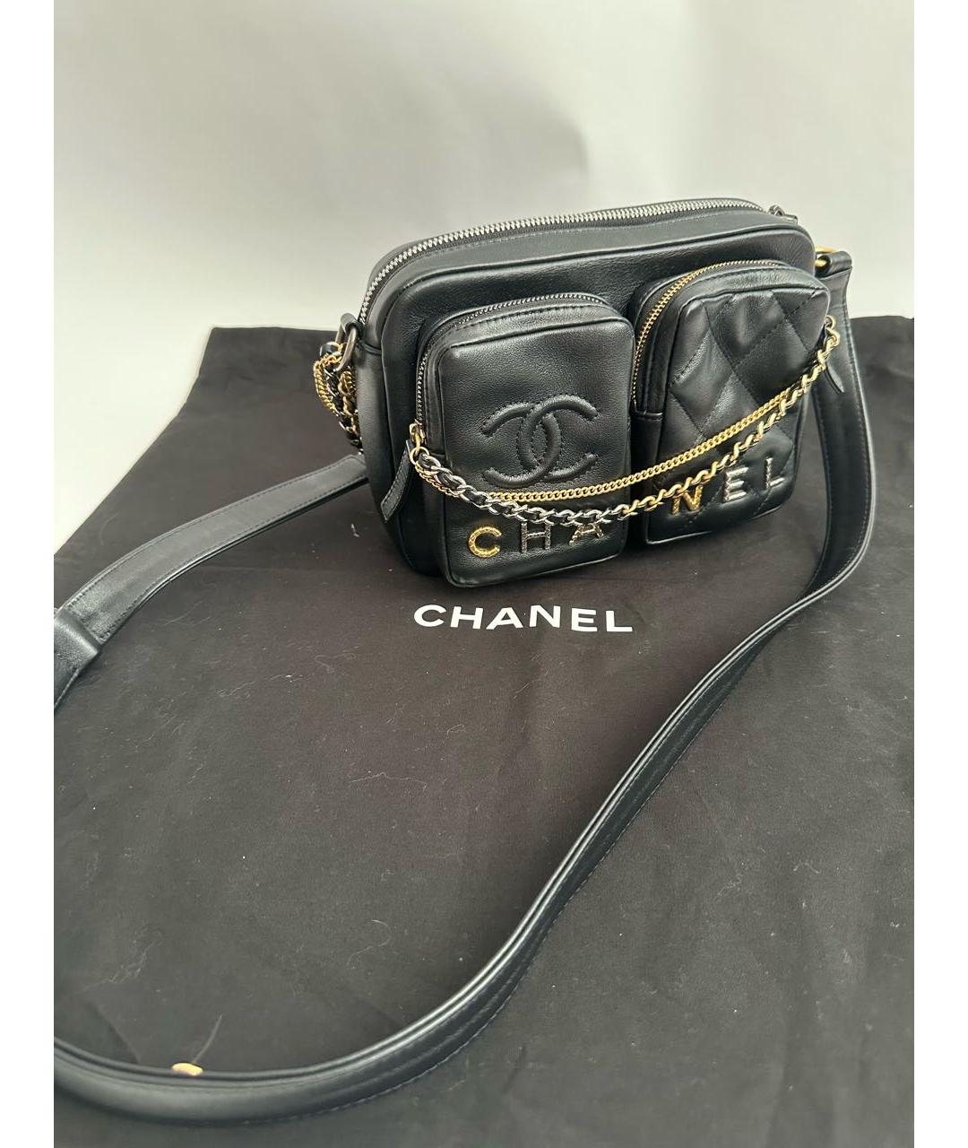 CHANEL Черная кожаная сумка через плечо, фото 2
