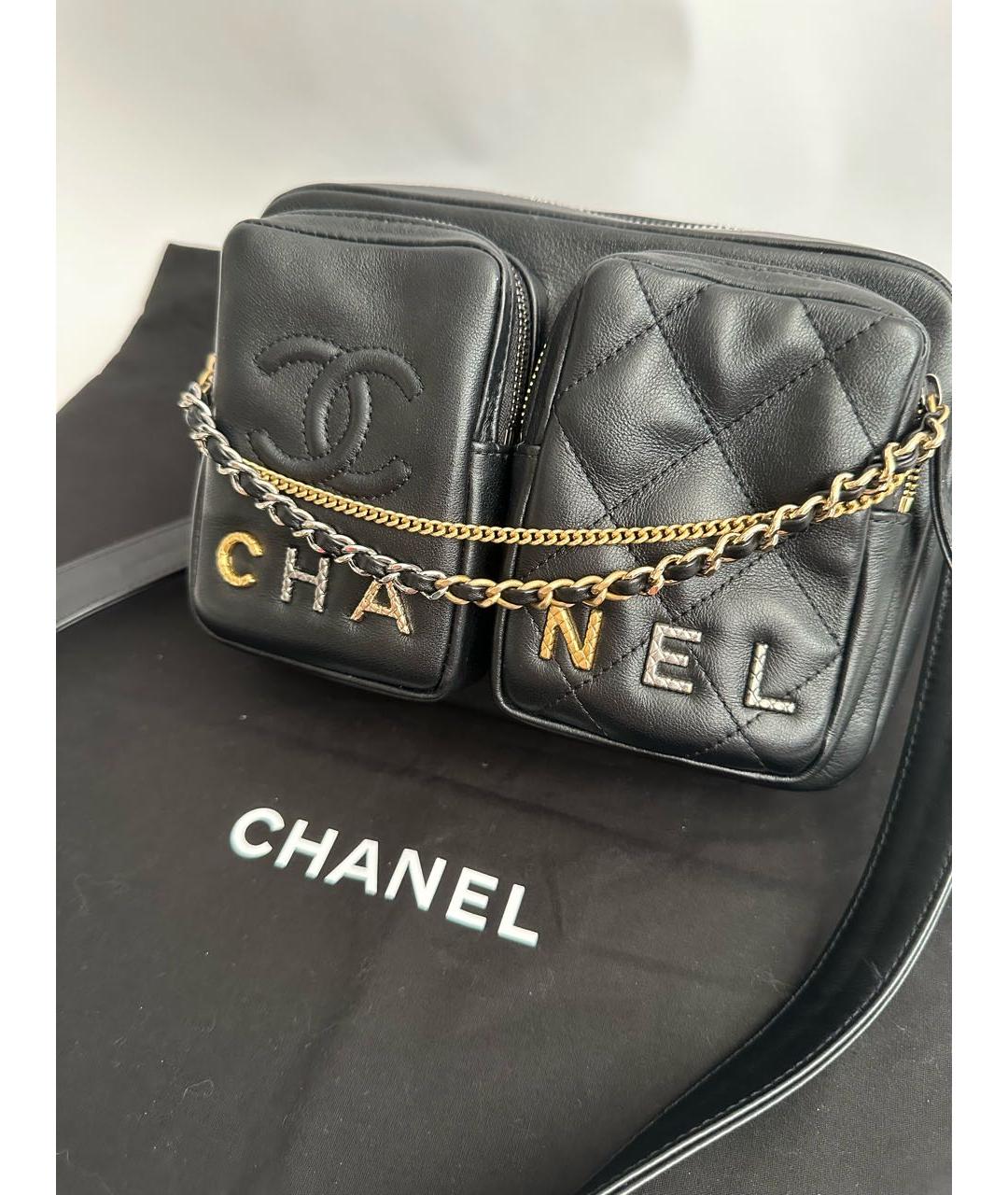 CHANEL Черная кожаная сумка через плечо, фото 5