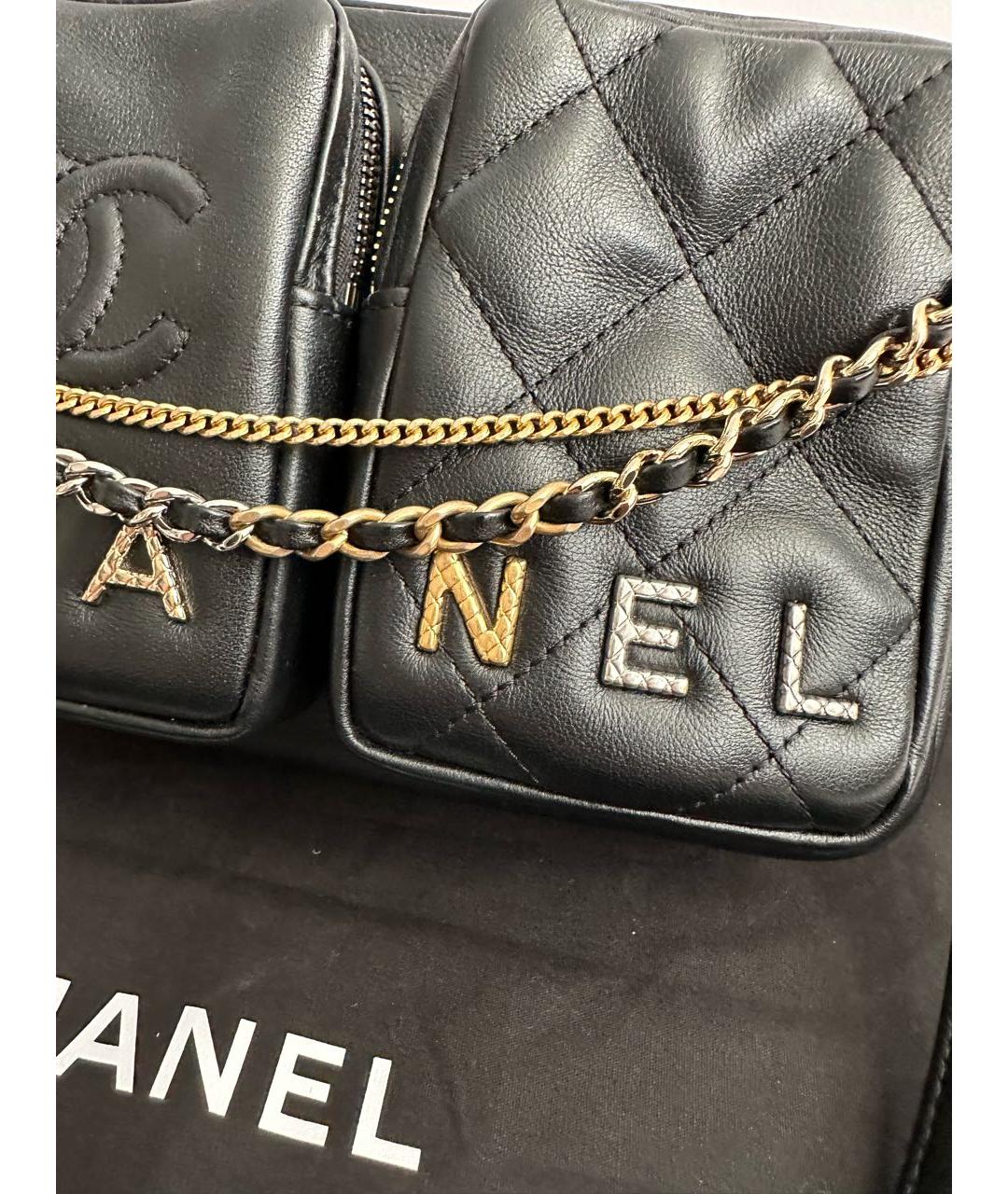 CHANEL Черная кожаная сумка через плечо, фото 6