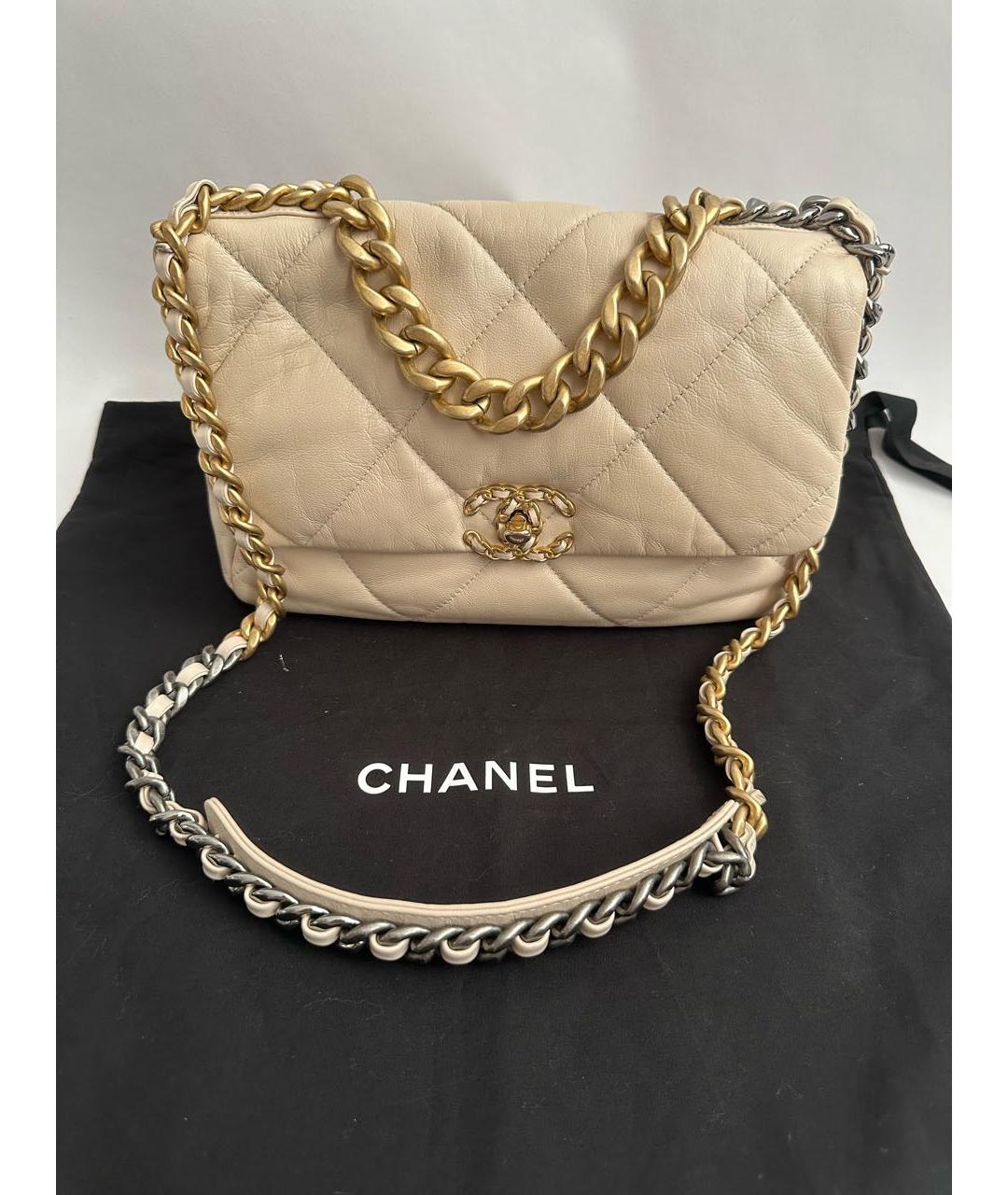 CHANEL Бежевая кожаная сумка через плечо, фото 9