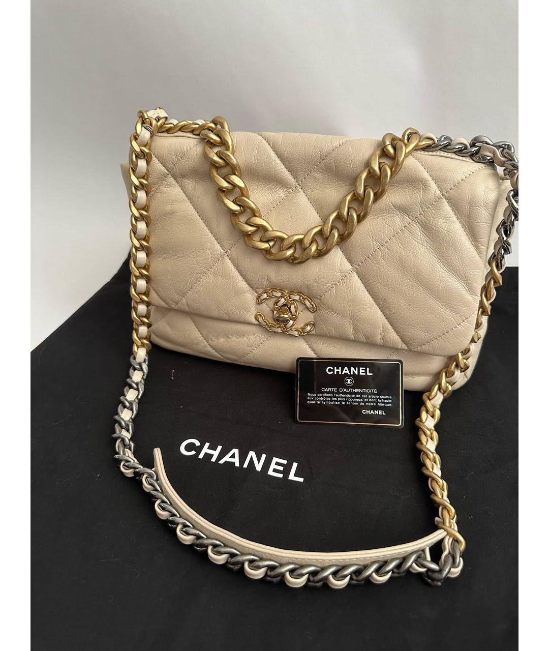 CHANEL Бежевая кожаная сумка через плечо, фото 3