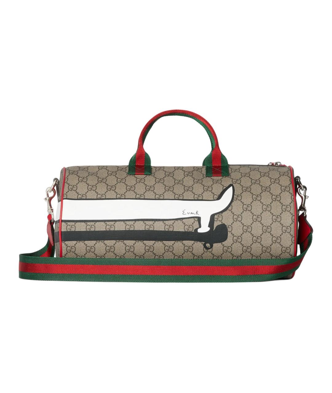 GUCCI Бежевая сумка через плечо из канвы, фото 4