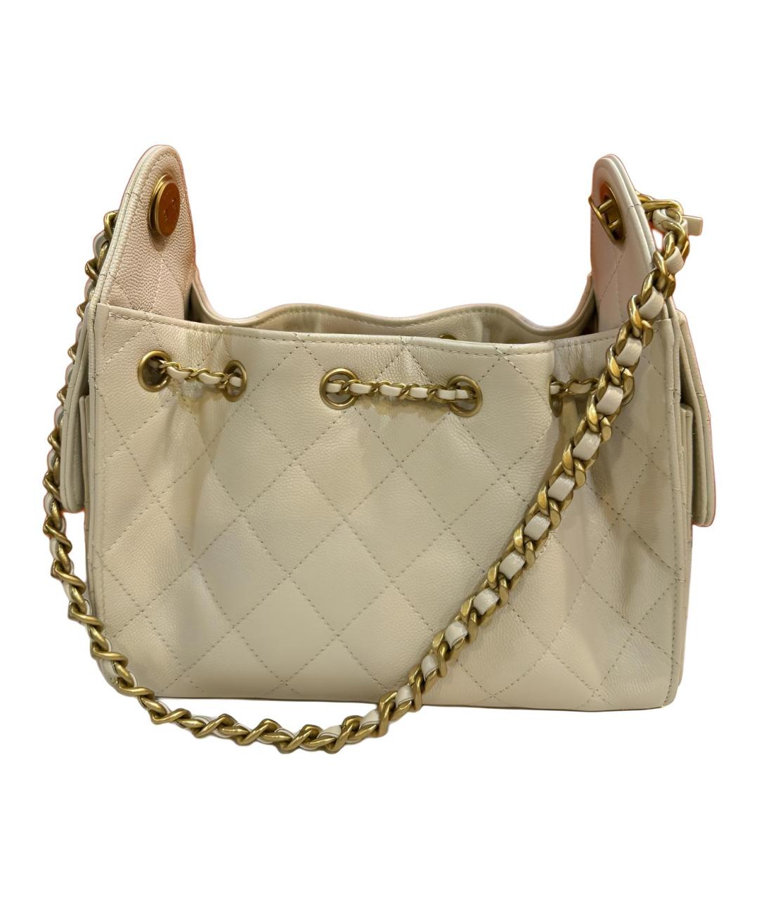 CHANEL Бежевая кожаная сумка через плечо, фото 3