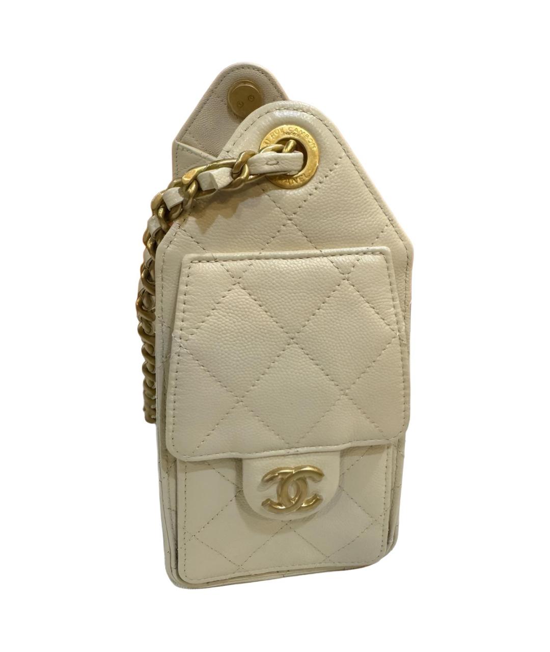 CHANEL Бежевая кожаная сумка через плечо, фото 2