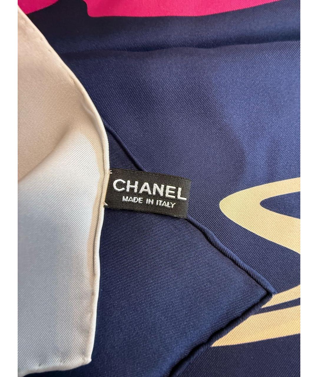 CHANEL Синий шелковый платок, фото 3