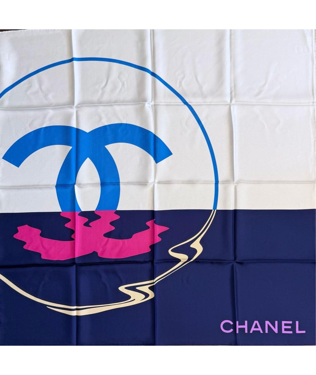 CHANEL Синий шелковый платок, фото 2