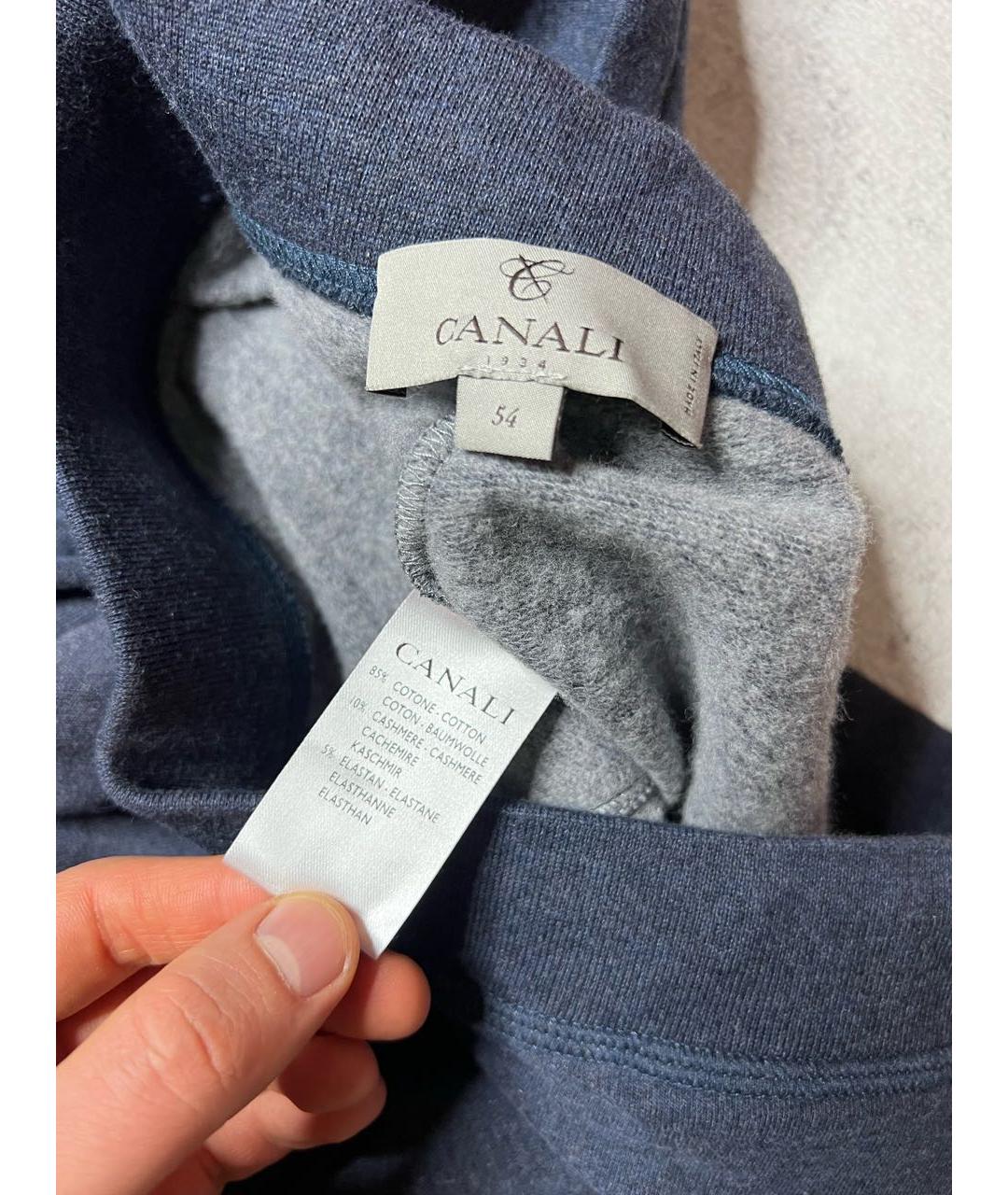 CANALI Темно-синие хлопковые повседневные брюки, фото 5