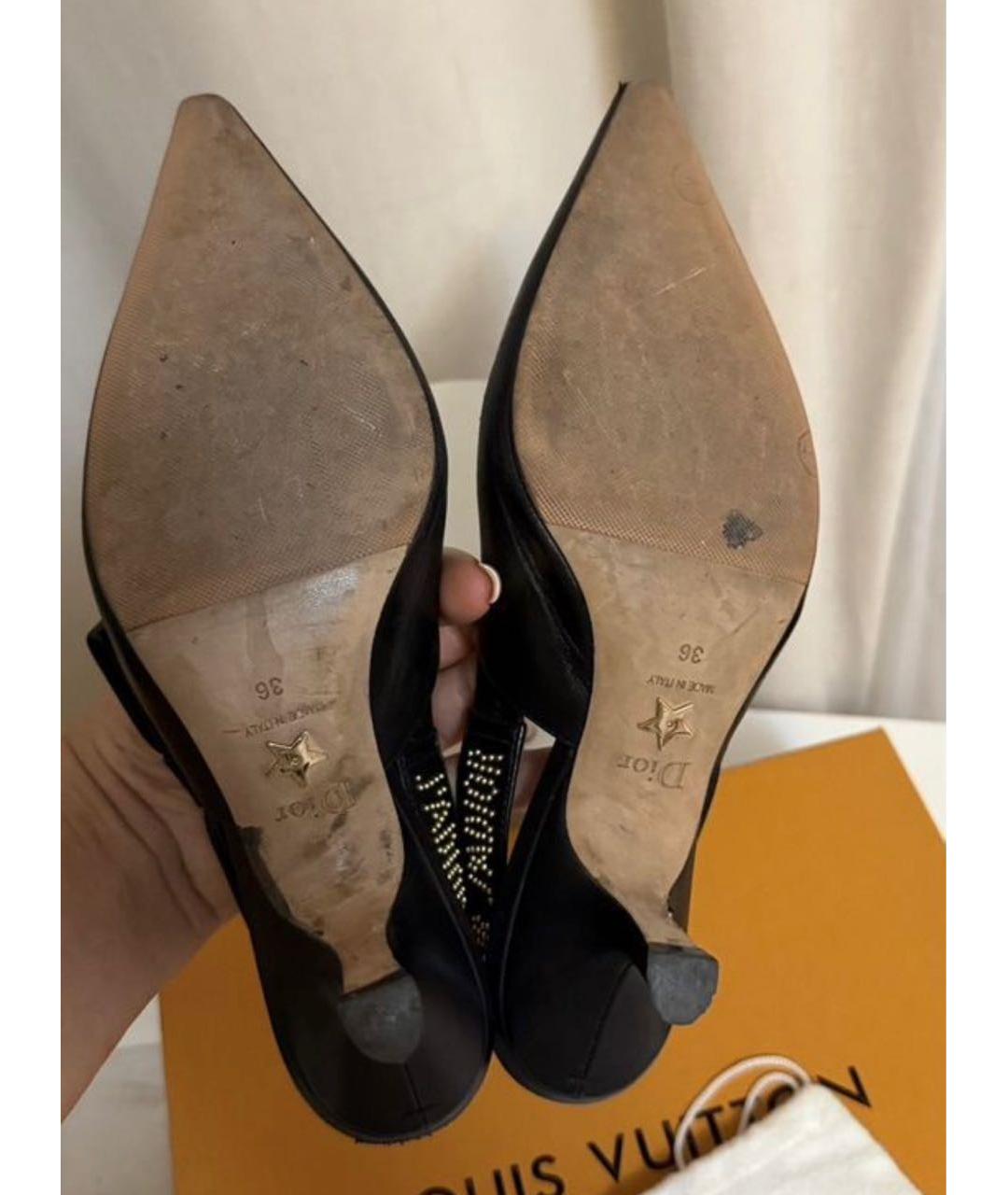 CHRISTIAN DIOR Черные кожаные лодочки на низком каблуке, фото 4
