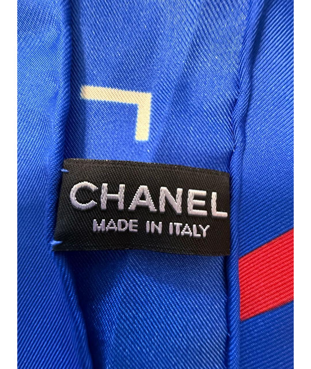 CHANEL Синий шелковый платок, фото 4