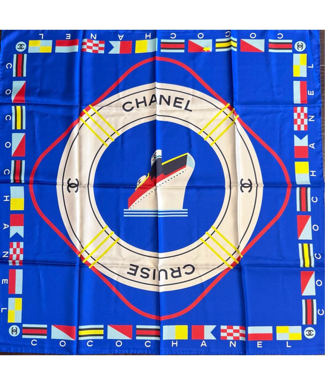 CHANEL Синий шелковый платок, фото 3