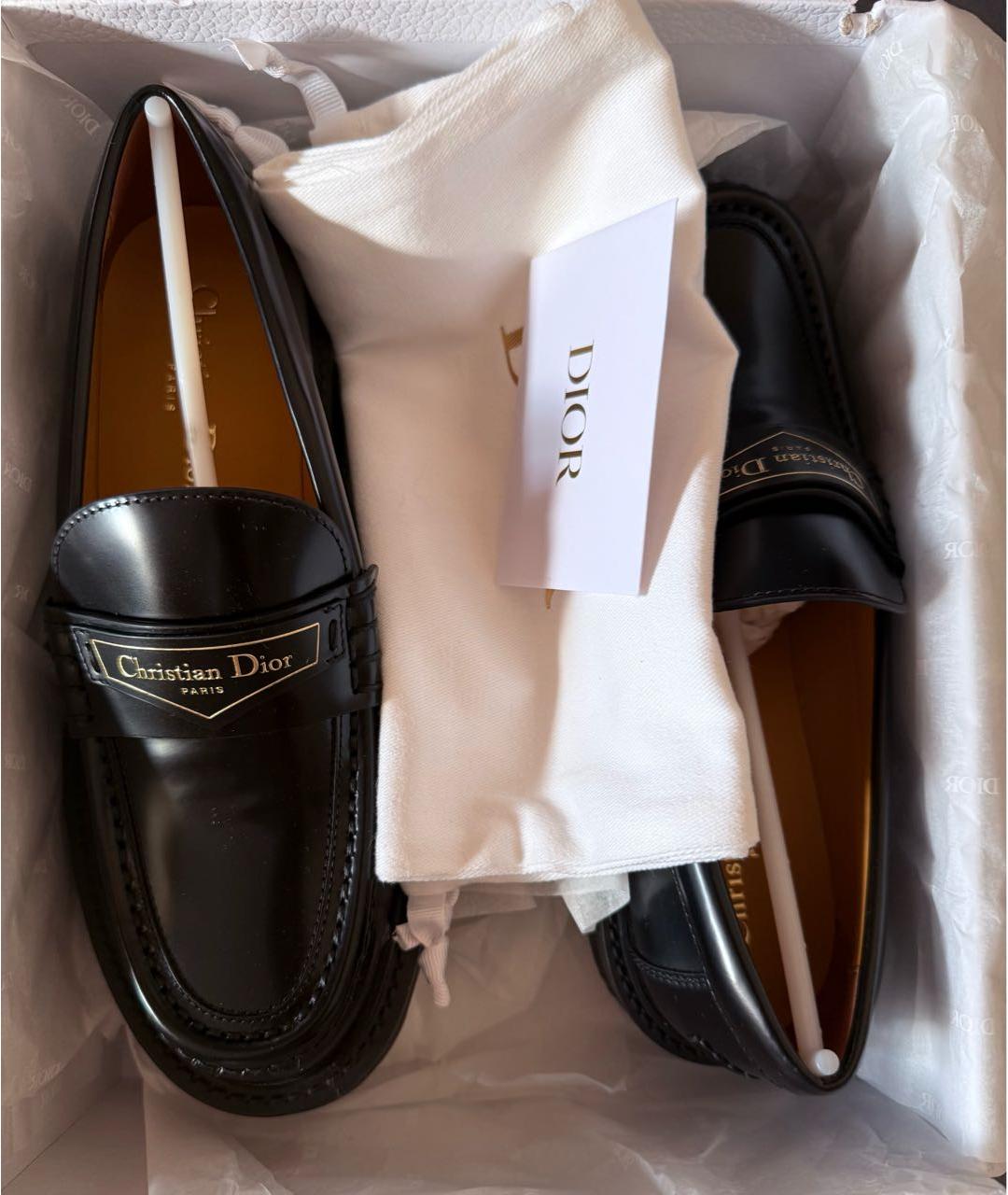 CHRISTIAN DIOR Черные кожаные лоферы, фото 4