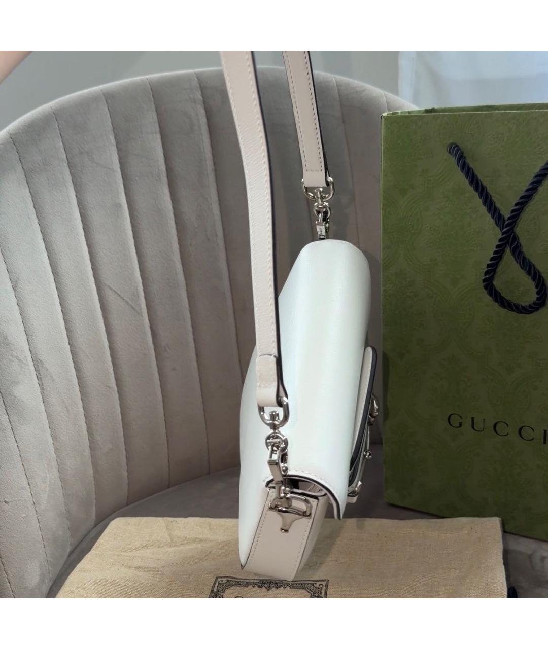 GUCCI Белая кожаная сумка через плечо, фото 2