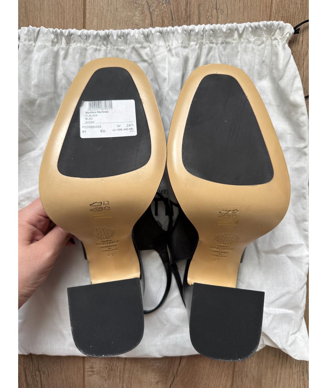 SOULIERS MARTINEZ Черные кожаные туфли, фото 4