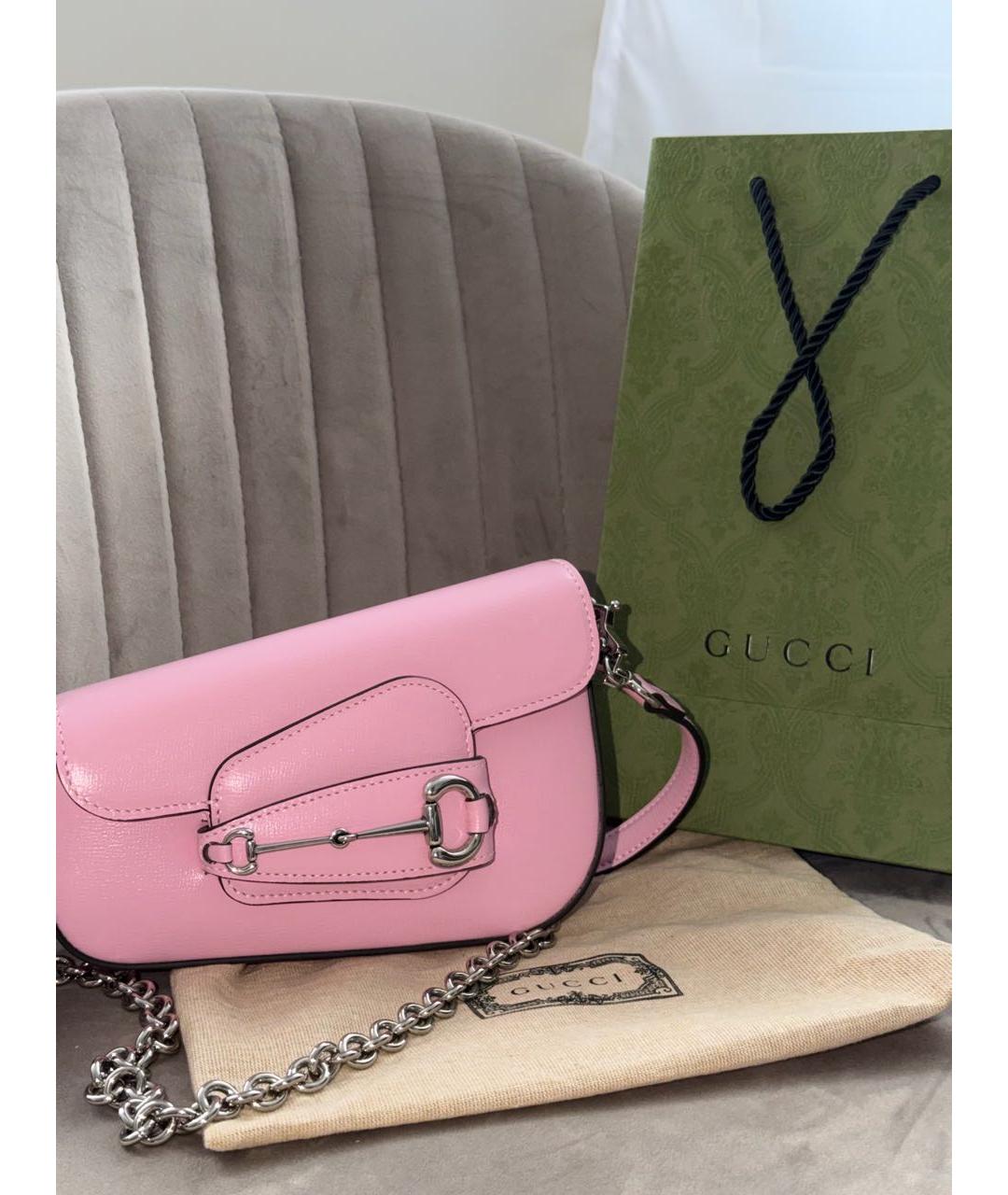 GUCCI Розовая кожаная сумка через плечо, фото 4