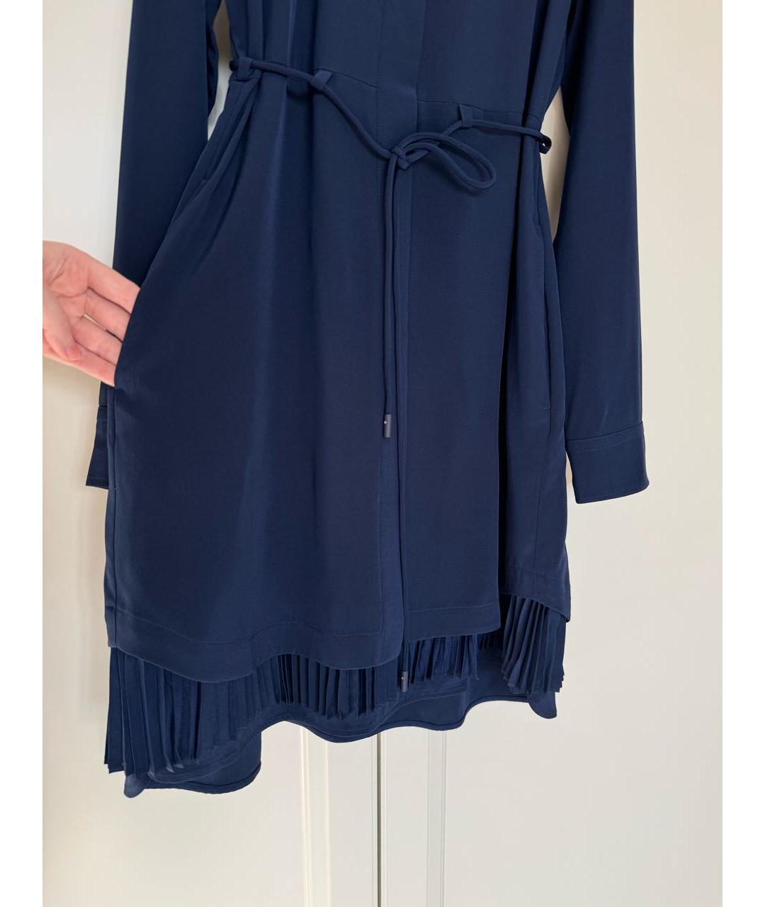 SPORTMAX Синее шелковое повседневное платье, фото 5