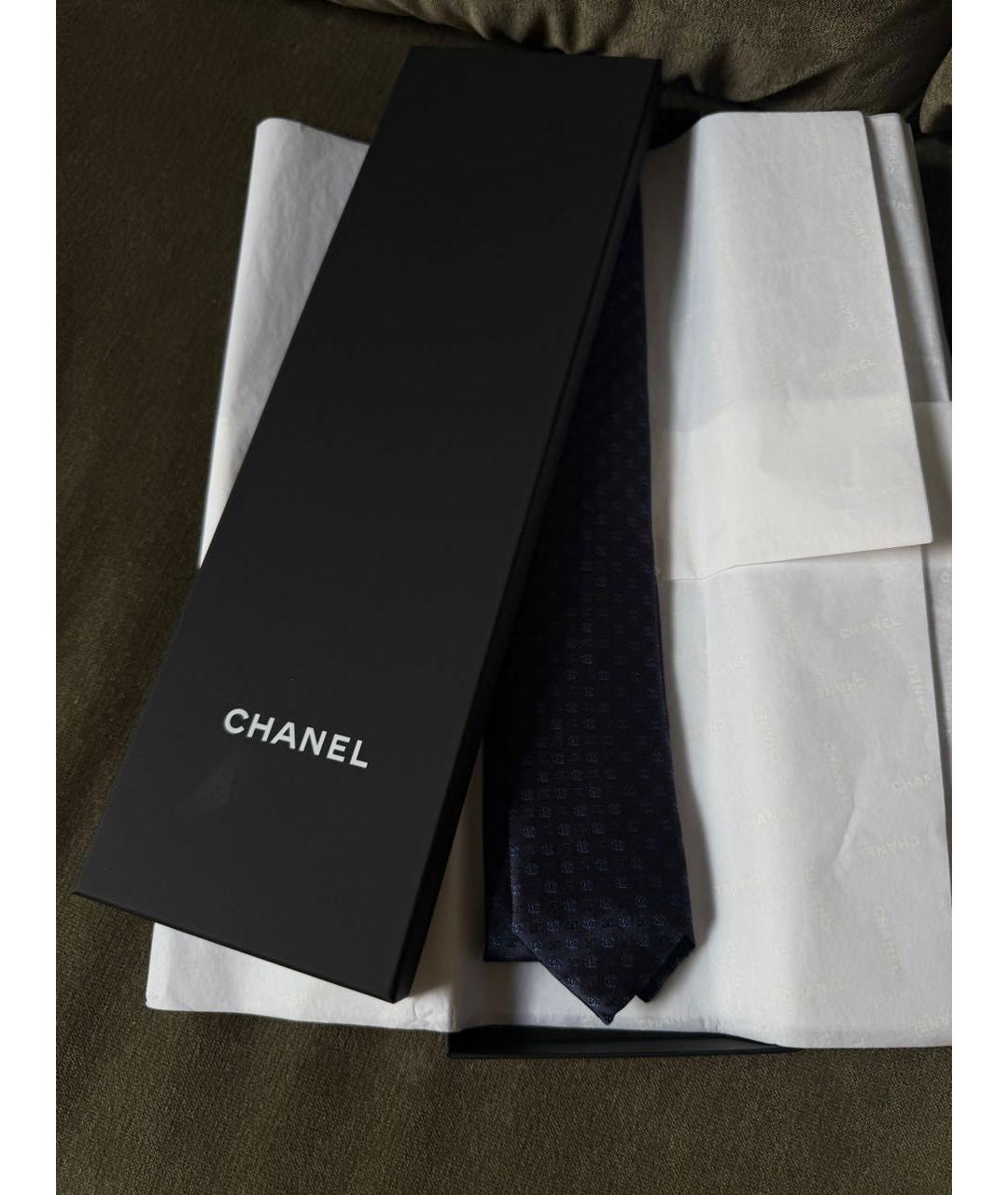 CHANEL Темно-синий шелковый галстук, фото 3