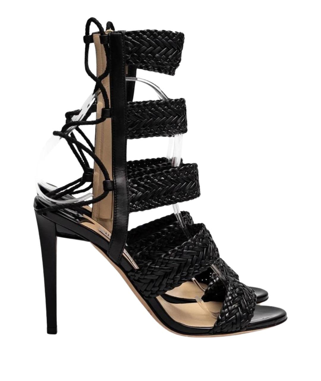 JIMMY CHOO Черные кожаные босоножки, фото 4