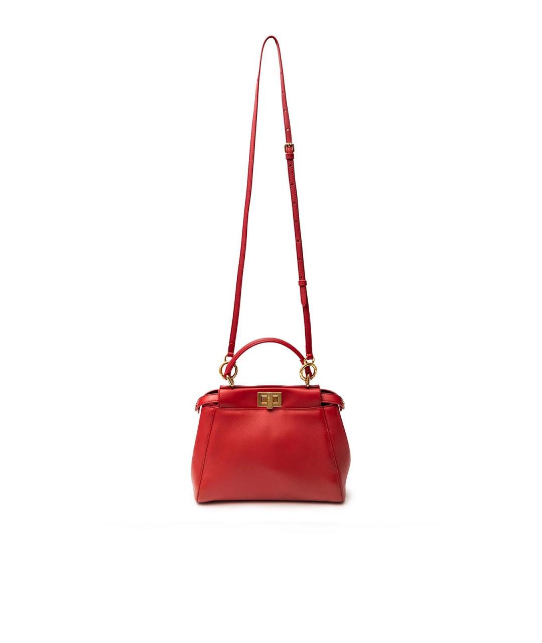 FENDI Красная кожаная сумка тоут, фото 4