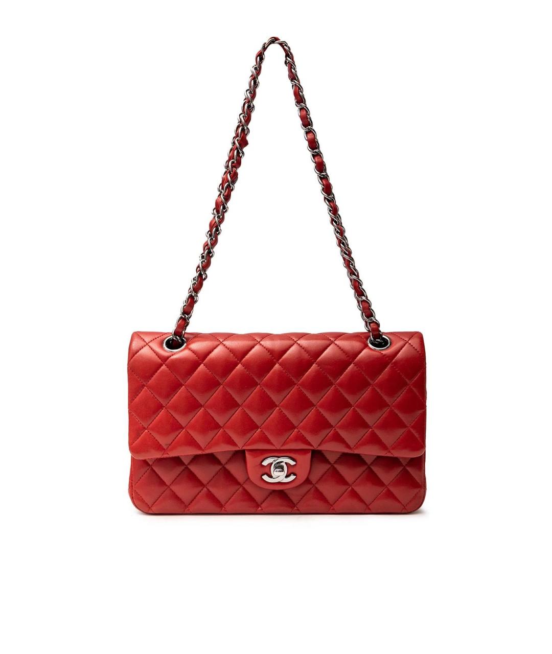 CHANEL Красная кожаная сумка через плечо, фото 4