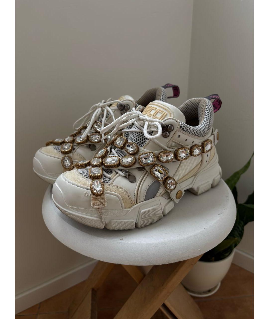 GUCCI Белые текстильные кроссовки, фото 2