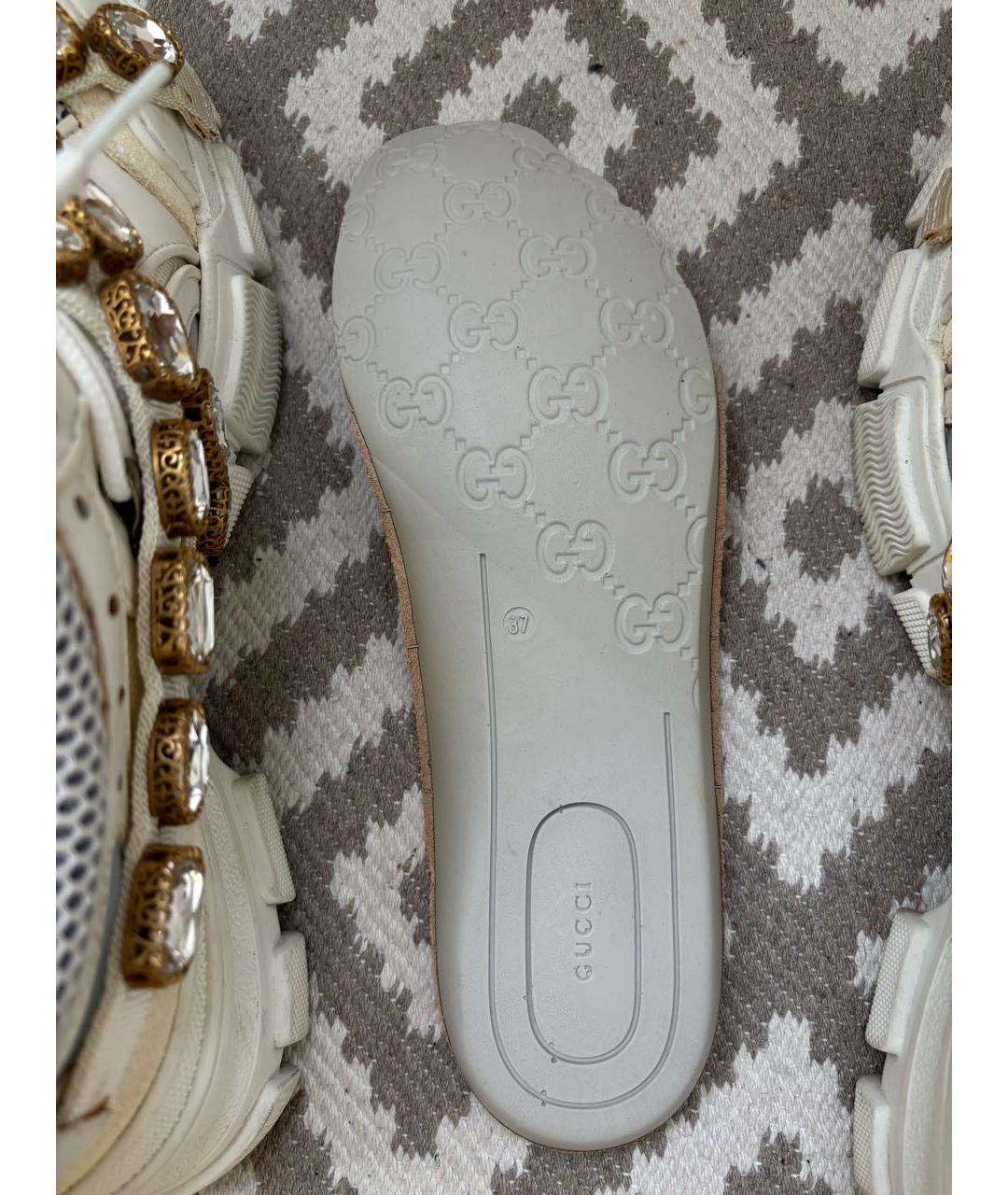 GUCCI Белые текстильные кроссовки, фото 6