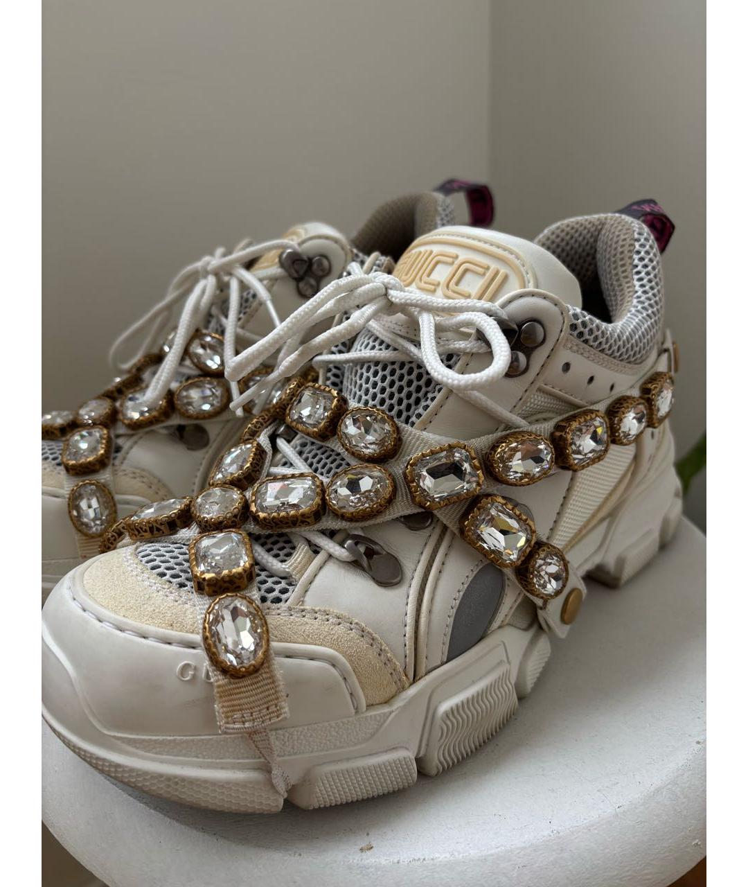 GUCCI Белые текстильные кроссовки, фото 3
