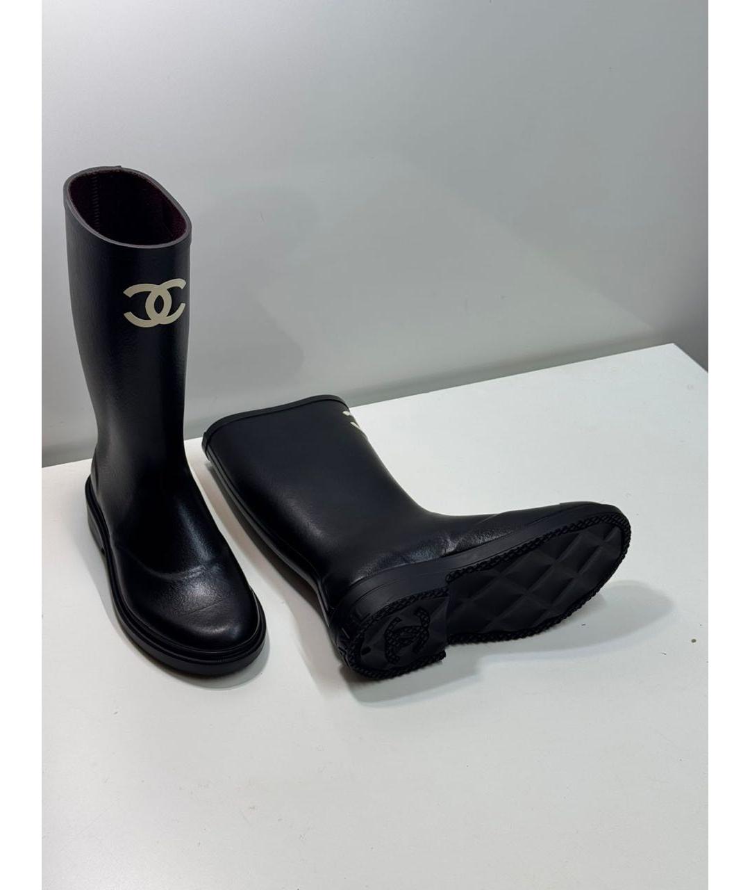 CHANEL Черные резиновые сапоги, фото 3