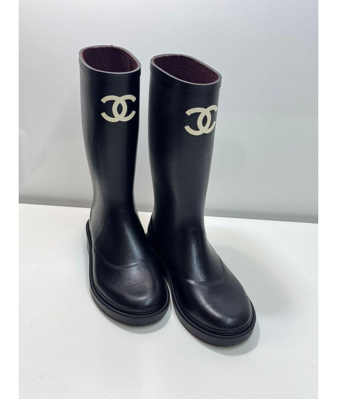 CHANEL Черные резиновые сапоги, фото 2