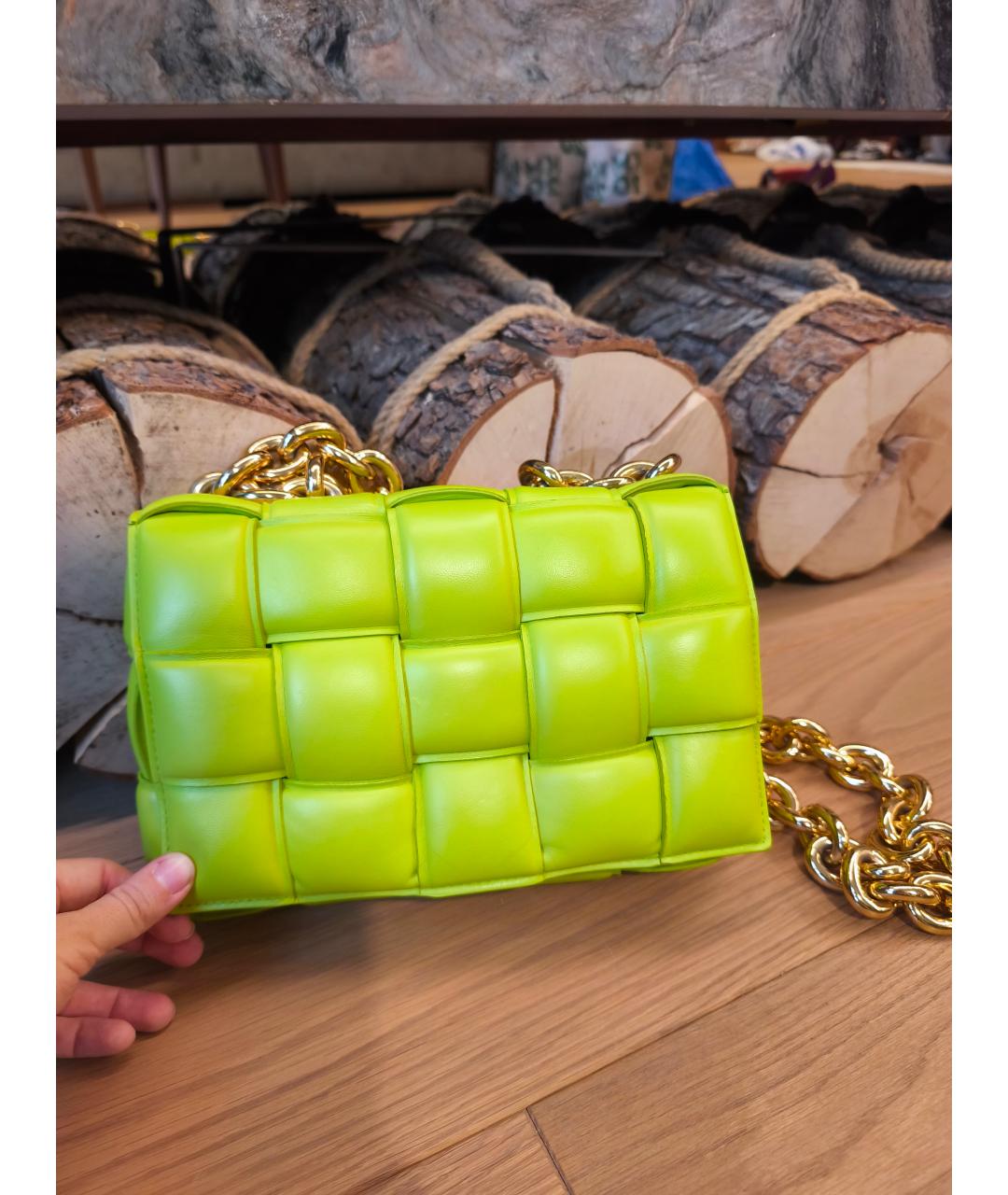 BOTTEGA VENETA Салатовая кожаная сумка через плечо, фото 2