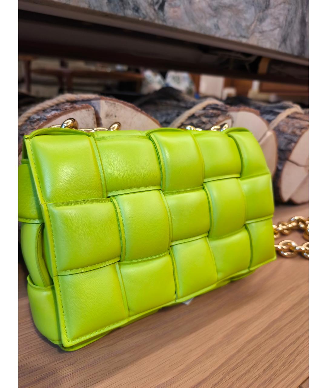 BOTTEGA VENETA Салатовая кожаная сумка через плечо, фото 6