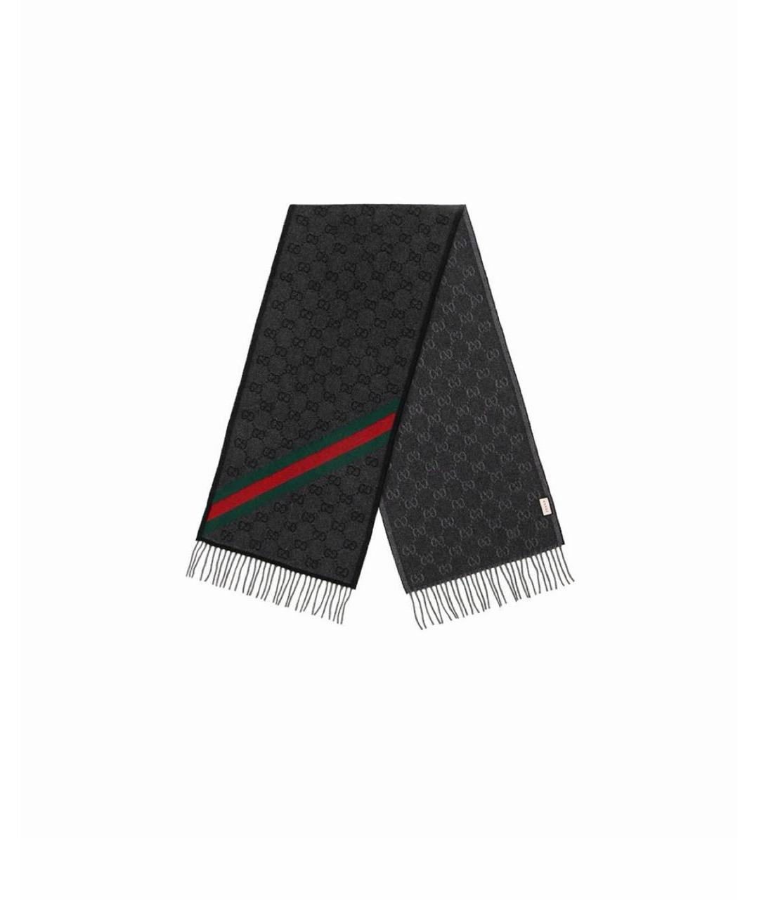 GUCCI Серый шерстяной шарф, фото 1