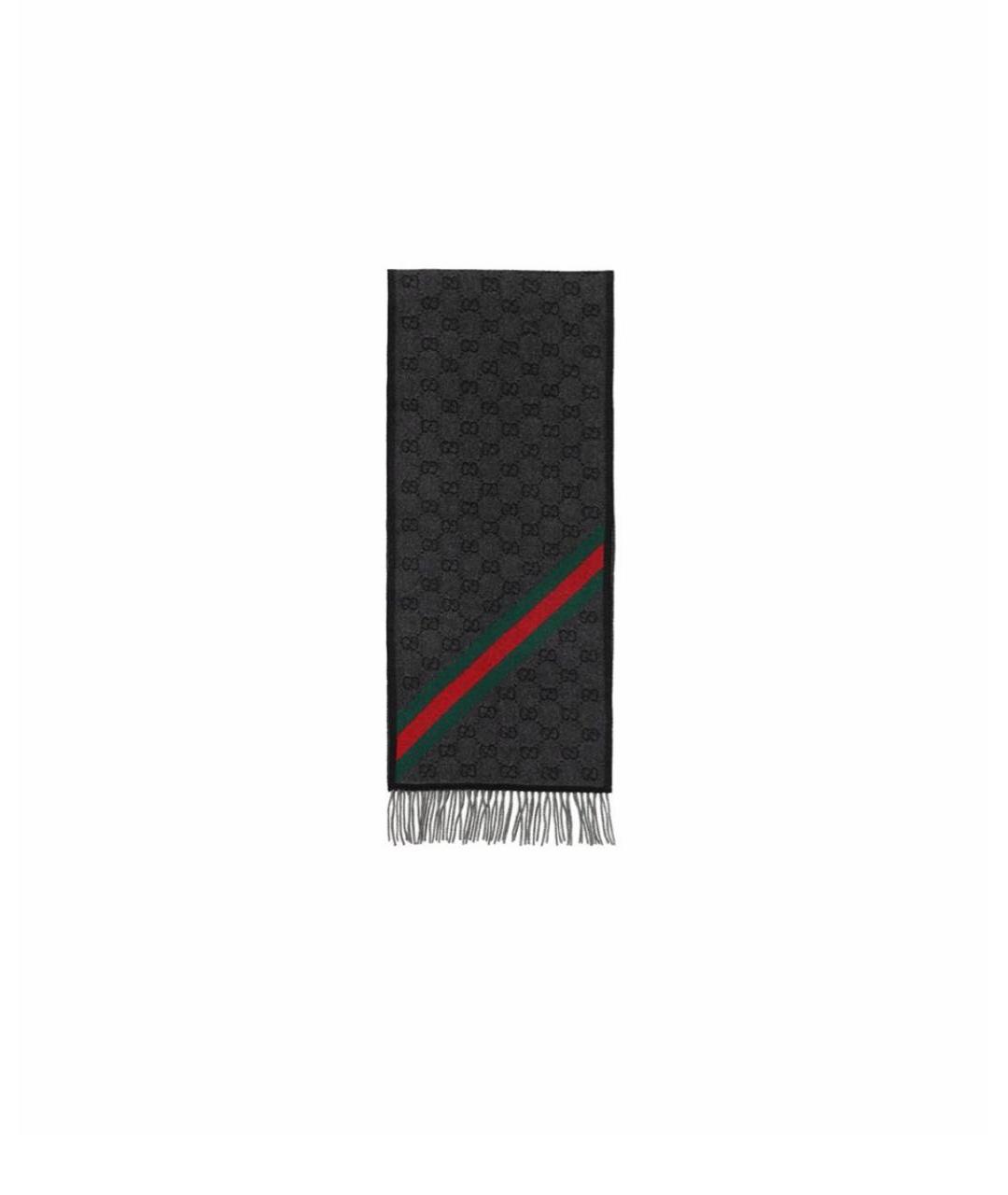 GUCCI Серый шерстяной шарф, фото 3