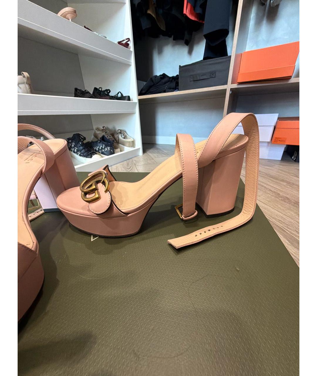 GUCCI Розовые кожаные босоножки, фото 8