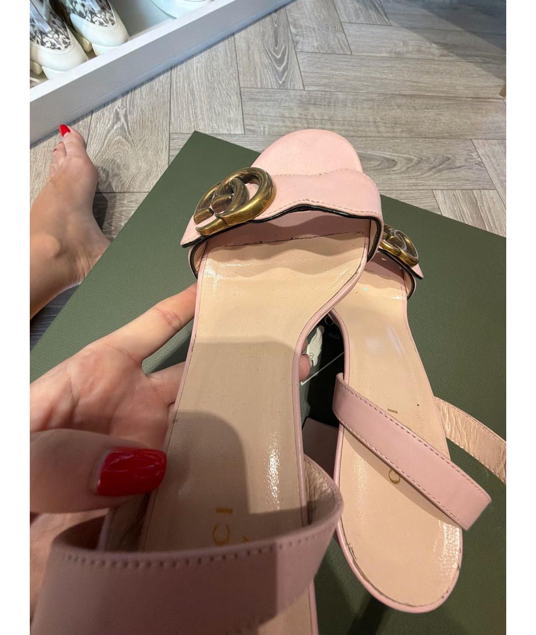 GUCCI Розовые кожаные босоножки, фото 5