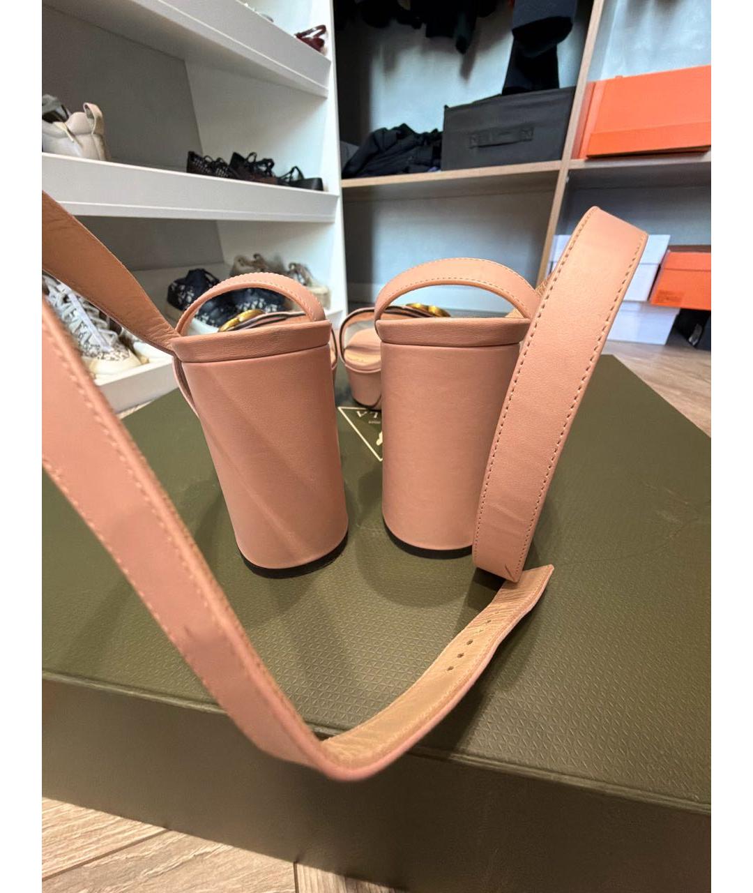 GUCCI Розовые кожаные босоножки, фото 4