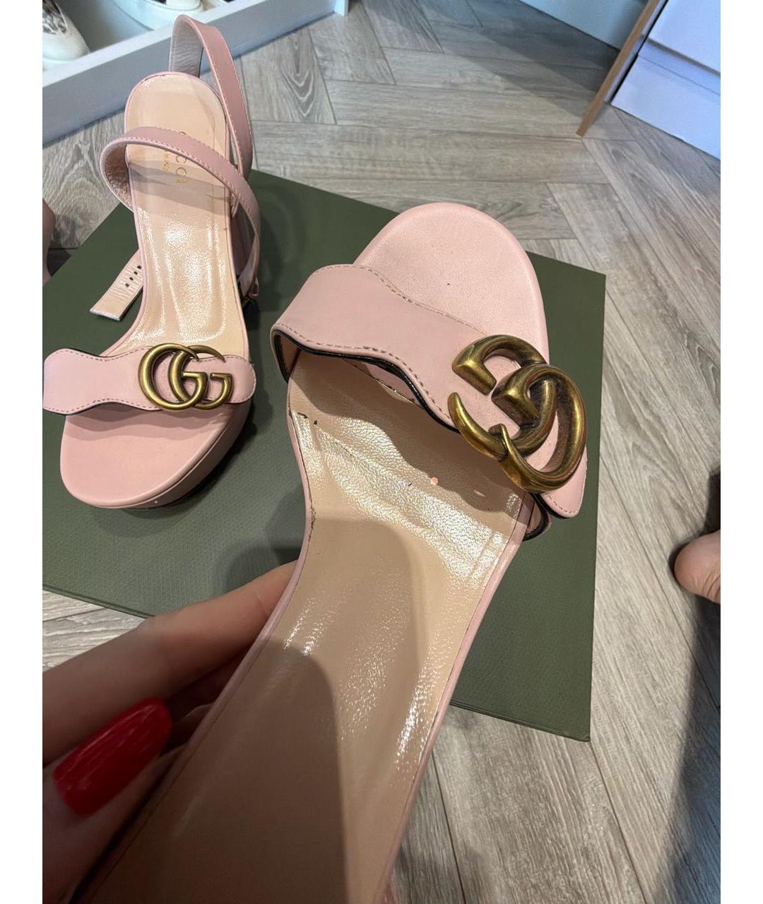 GUCCI Розовые кожаные босоножки, фото 7