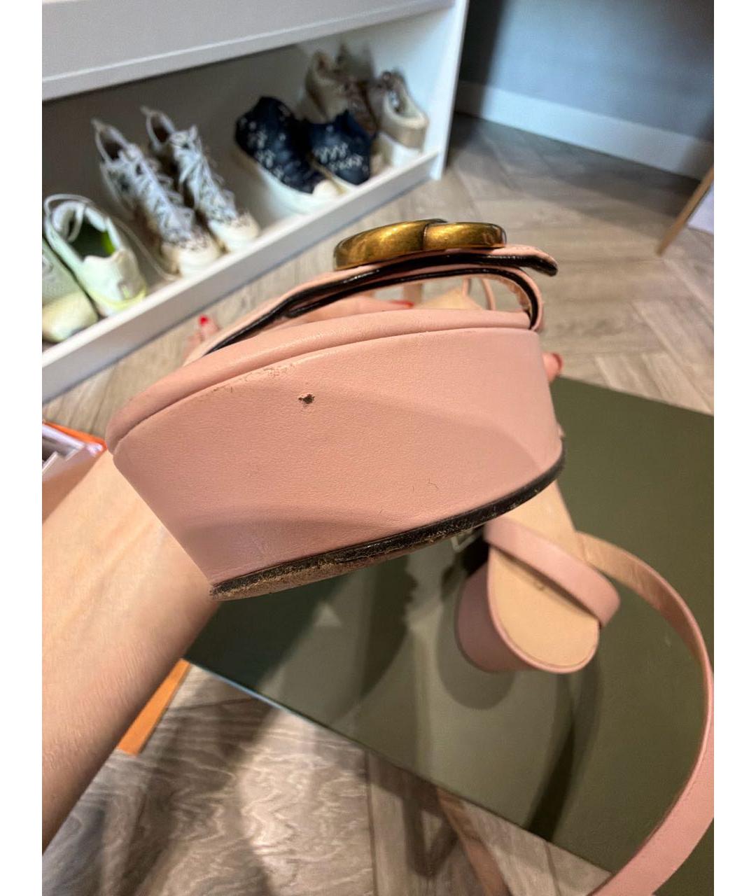 GUCCI Розовые кожаные босоножки, фото 6