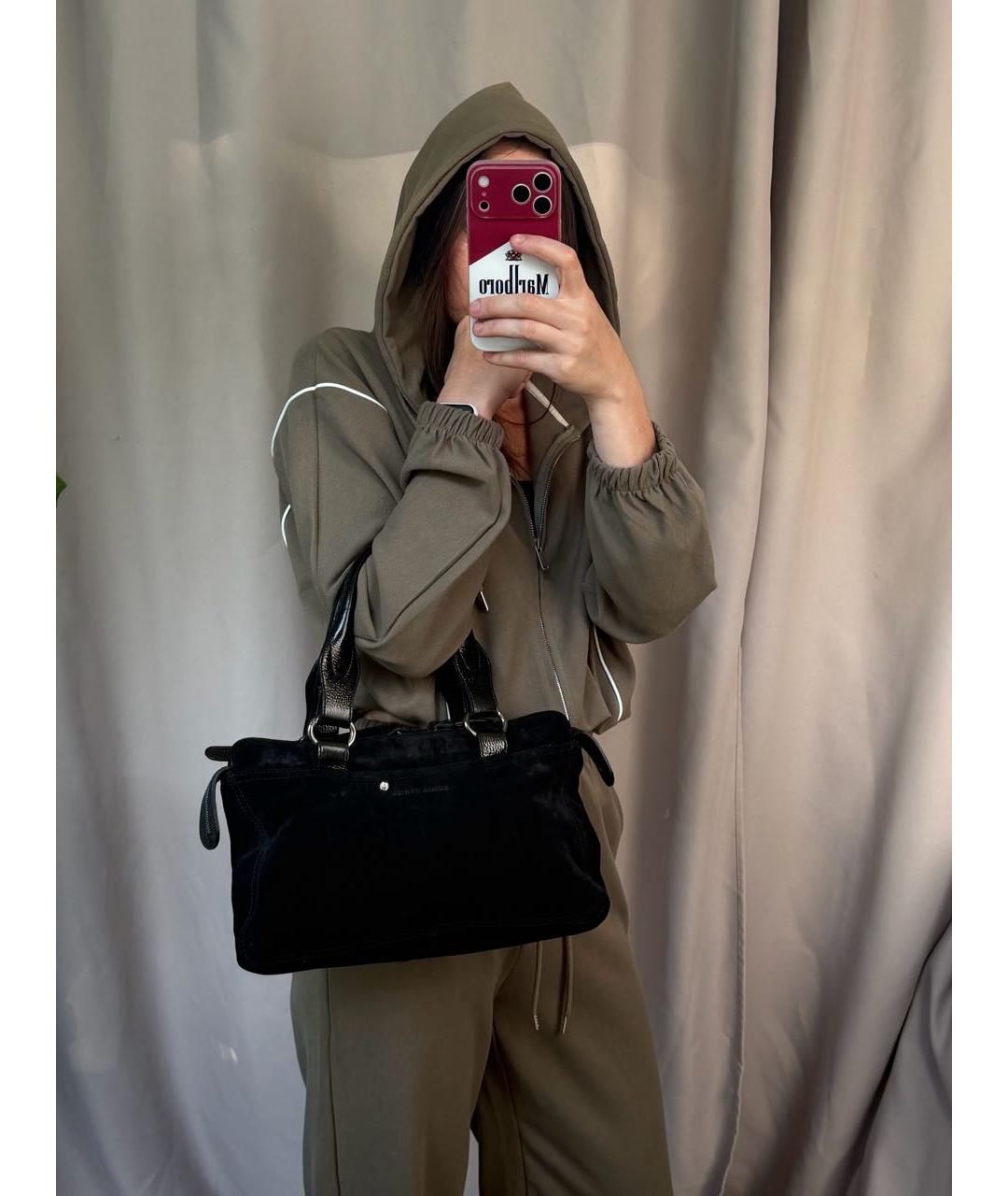 SONIA RYKIEL Черная кожаная сумка с короткими ручками, фото 7
