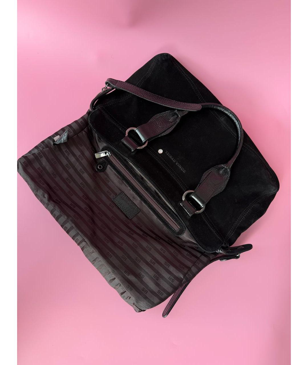 SONIA RYKIEL Черная кожаная сумка с короткими ручками, фото 3