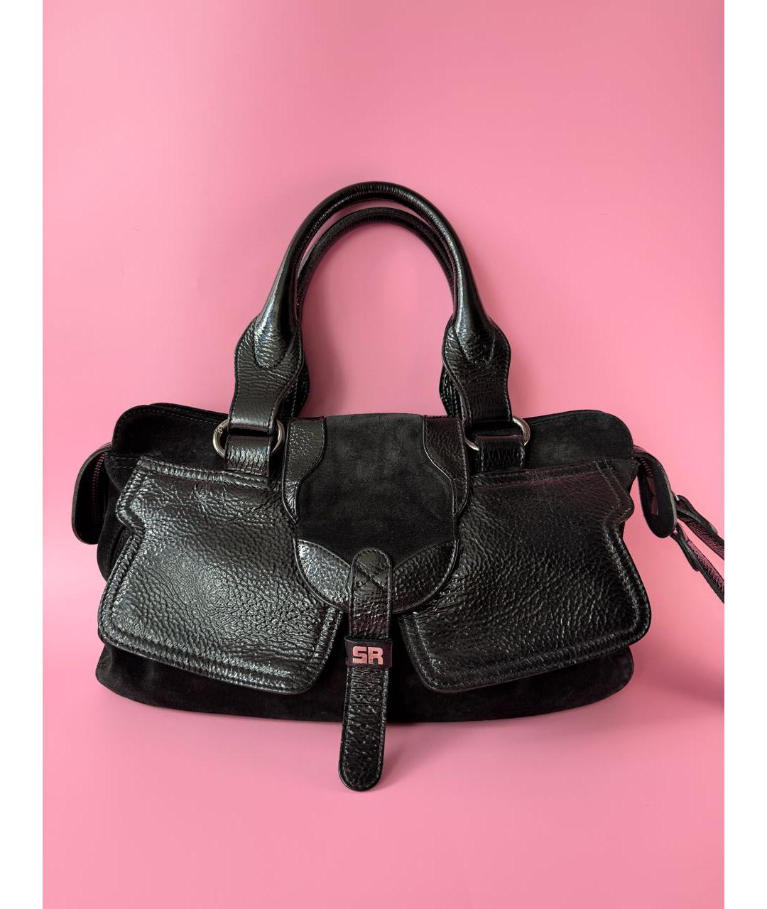 SONIA RYKIEL Черная кожаная сумка с короткими ручками, фото 9