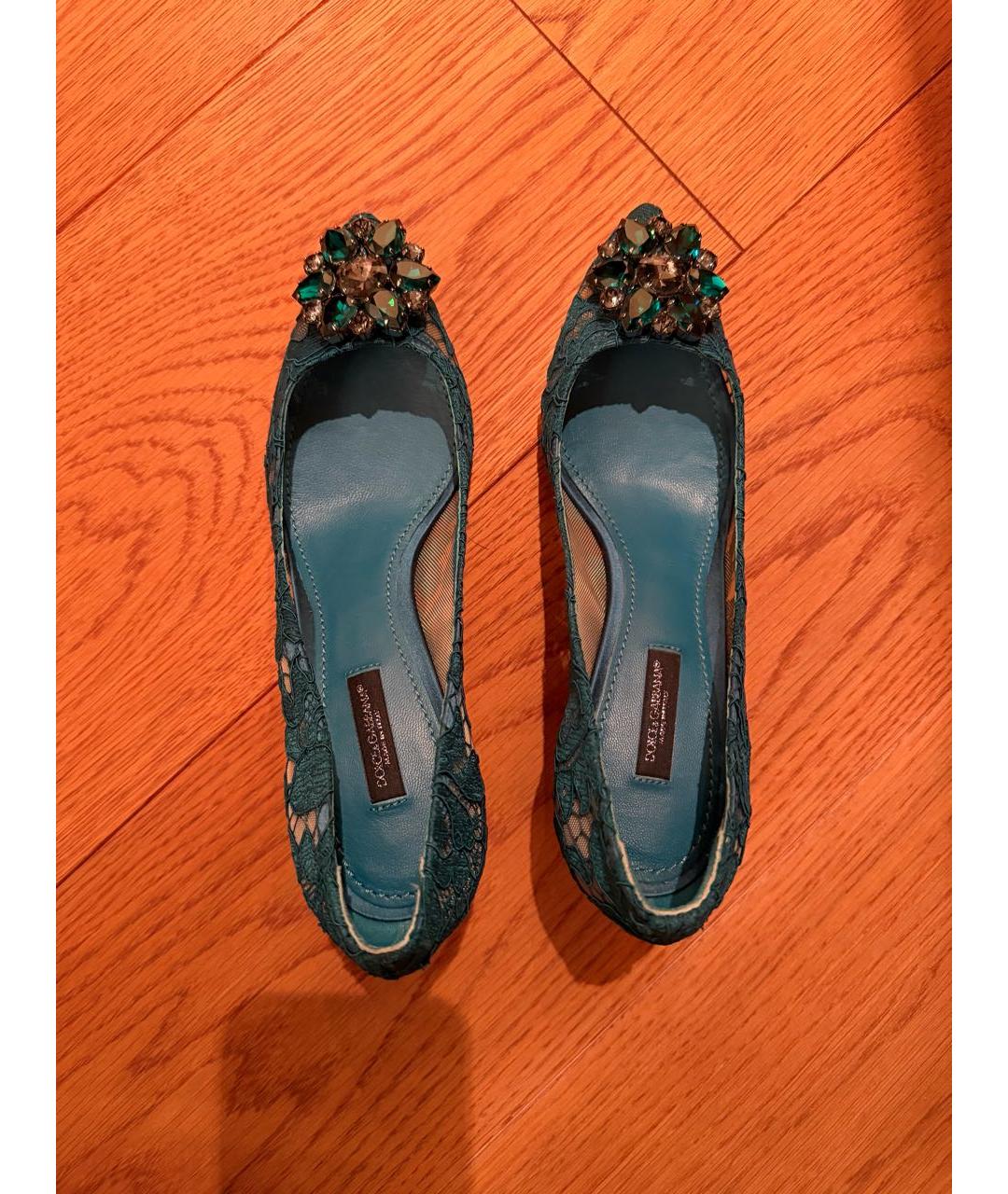 DOLCE&GABBANA Зеленые текстильные туфли, фото 2