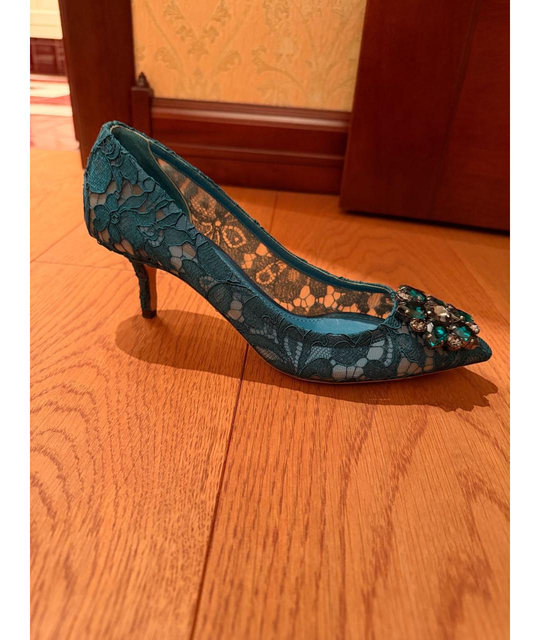 DOLCE&GABBANA Зеленые текстильные туфли, фото 5