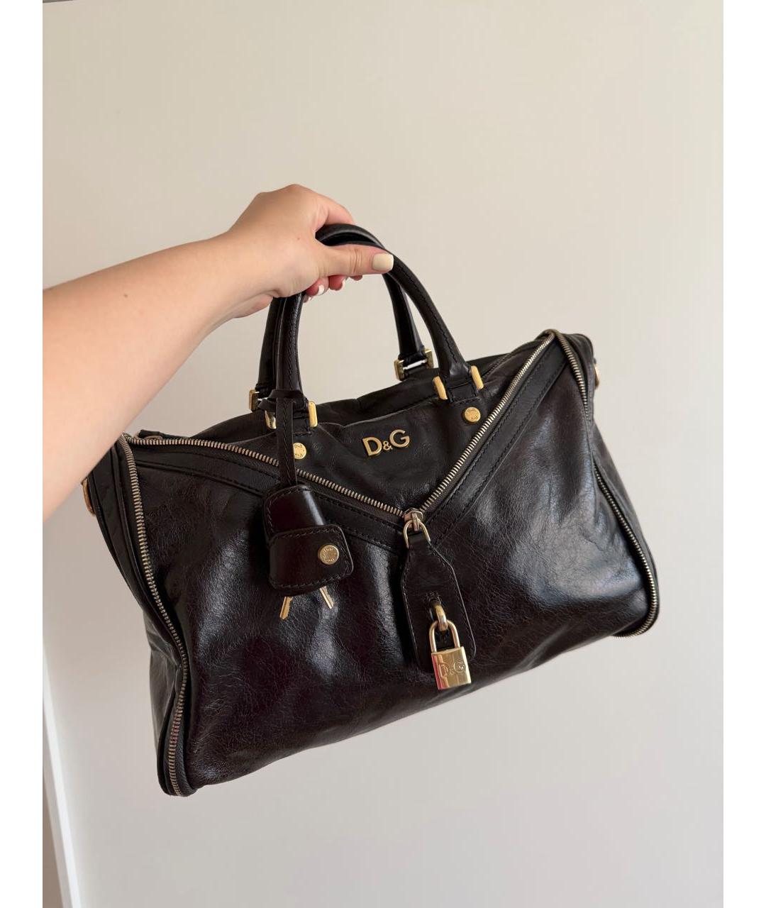DOLCE&GABBANA Черная кожаная сумка с короткими ручками, фото 8