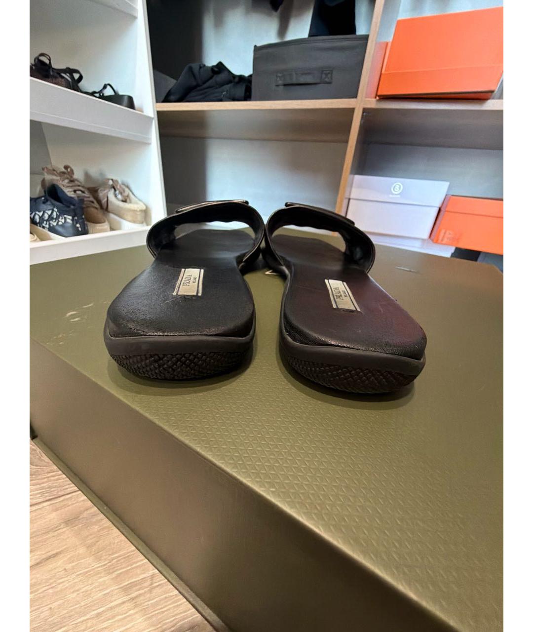 PRADA Черные шлепанцы, фото 4