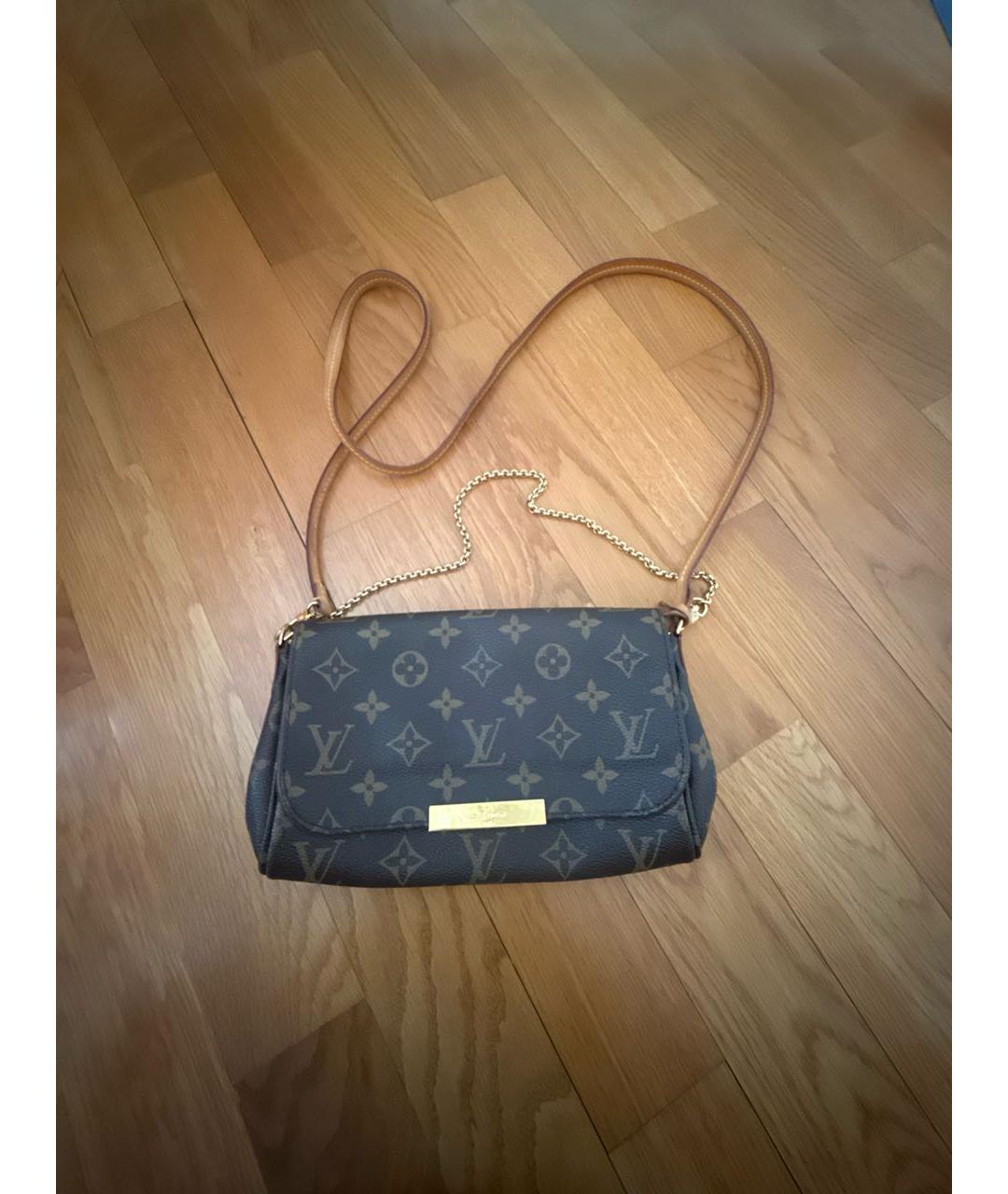 LOUIS VUITTON Коричневая кожаная сумка через плечо, фото 5